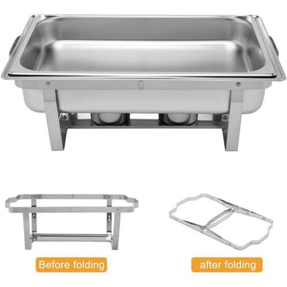 ROVSUN 8 Qt 2 Pack Full Size Stainless Steel Chafing Dishes Buffet Set - Picture 5 of 6